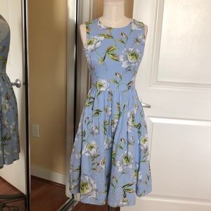Blue floral flare dress